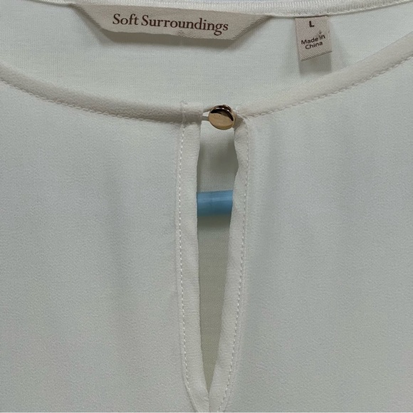 Soft Surroundings large cream overlay sheer top - Picture 5 of 9